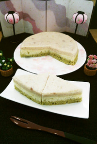 ひなまつりに☆菱餅風三色レンジ蒸しケーキ