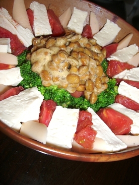 ■節約レシピ納豆と豆腐で親子サラダ■