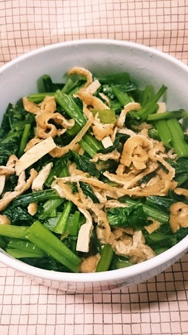 簡単5分で小松菜と油揚げ炒め煮物♪常備菜