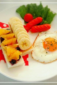 フルーツたっぷり♪ワンプレート朝ご飯♡
