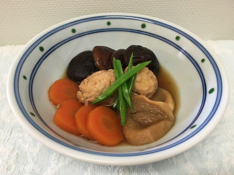 麺つゆで作る鶏団子と椎茸の煮物 20分の画像