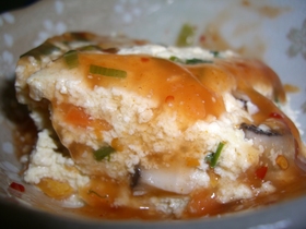 蒸し豆腐チリあんかけ(レンジ編)
