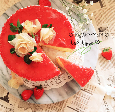 春巻きフラワーver.苺のショートケーキの写真