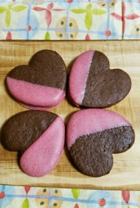バレンタイン♥チョコと苺のハートクッキー
