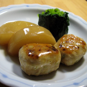 しそつくねの甘辛大根