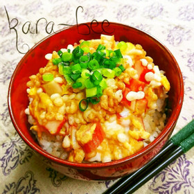 3分でずぼら丼♡ハマる!カニ玉天丼