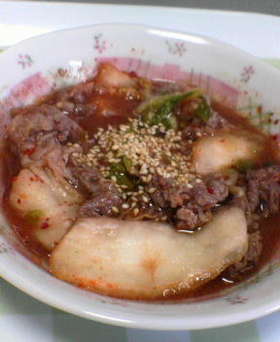 レンジで牛肉のキムチチゲ風(小鉢サイズ)