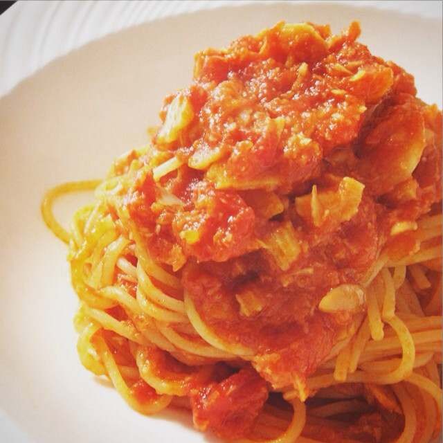 完コピ トマトとにんにくのスパゲティ レシピ 作り方 By Hamamoco クックパッド