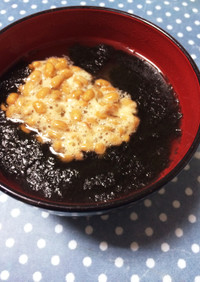 柚子胡椒香る♫海苔と納豆のお味噌汁