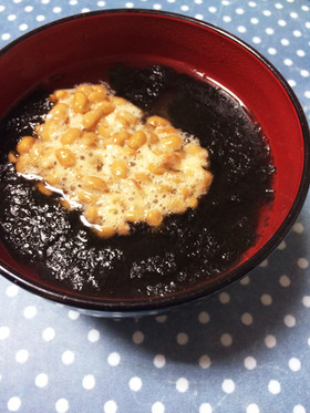 柚子胡椒香る♫海苔と納豆のお味噌汁