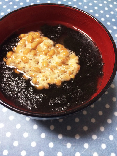 柚子胡椒香る♫海苔と納豆のお味噌汁の写真