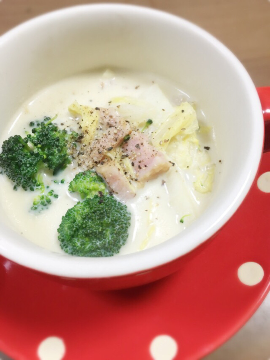 簡単！白菜とベーコンの豆乳スープの画像