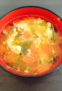 トマトと水菜の卵スープ