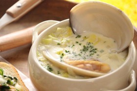 はまぐりと春野菜のミルクスープ