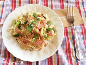 長ネギの和風マヨ醤油スパゲッティ