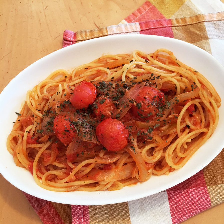 甘酸っぱい！簡単トマトソーススパゲッティの画像