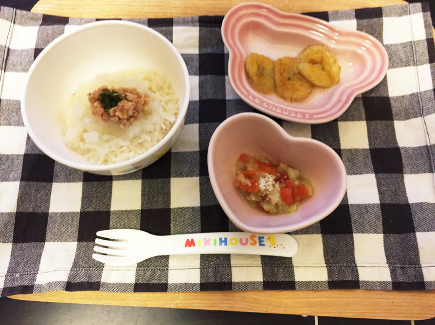 離乳食 中期〜後期 納豆おろし素麺の画像