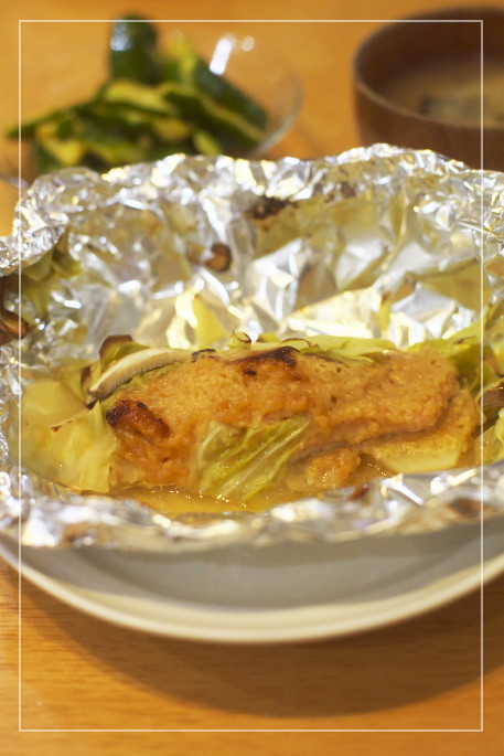 野菜が美味しい♡鮭の味噌バターホイル焼きの画像