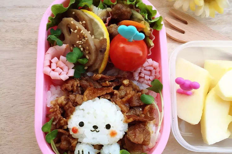 焼肉弁当でライオンちゃんのキャラ弁 レシピ 作り方 By いっちいicchi クックパッド