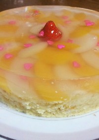 桃のゼリーケーキ炊飯器焼き