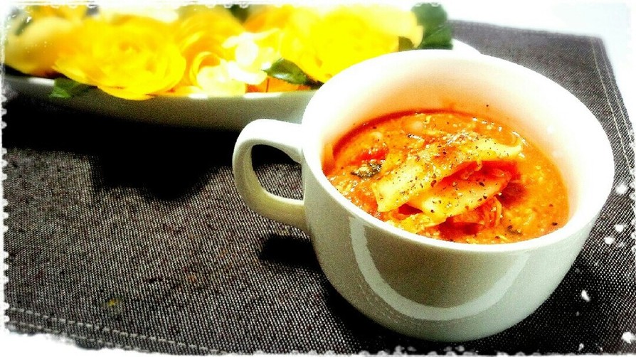 5分でもう一品♡トマトキムチスープの画像