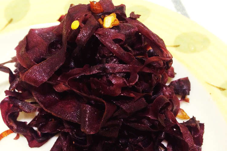 紫人参のひらひらペペロンチーノ レシピ 作り方 By Waninashi クックパッド 簡単おいしいみんなのレシピが357万品