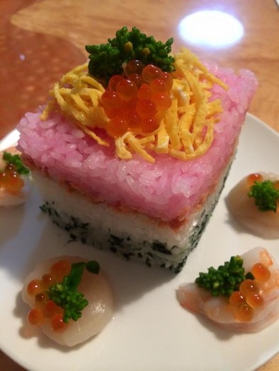ひな祭り♪ひし型三色寿司♡の写真
