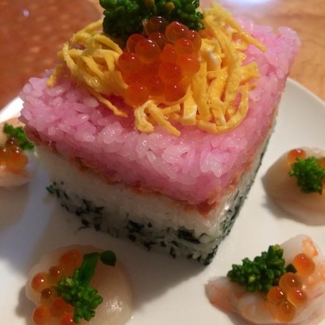ひな祭り♪ひし型三色寿司♡