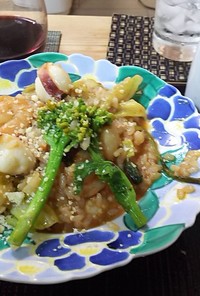 春野菜と魚介のバーニャカウダ風味リゾット