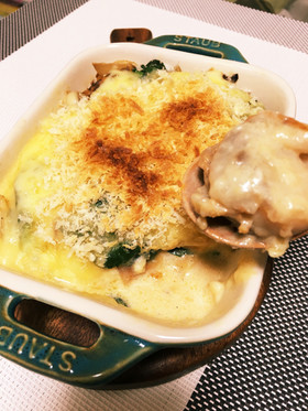 ホタテとほうれん草の豆乳味噌グラタン