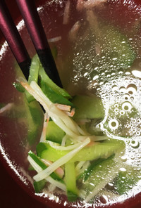 きゅうりとえのきと桜海老の中華スープ