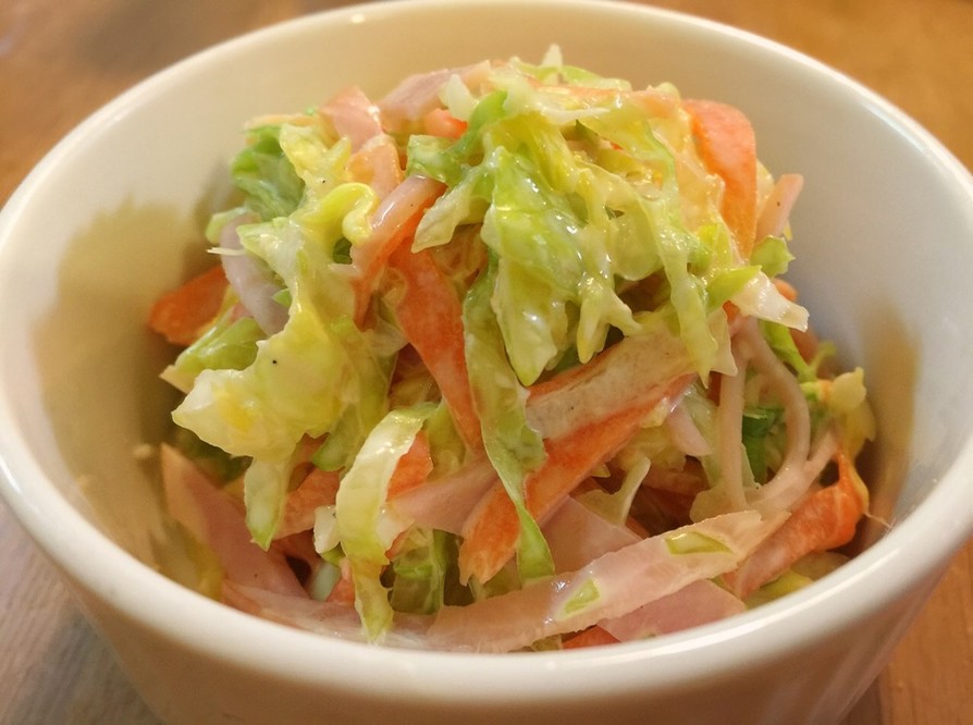 千切りキャベツとハムのコールスローサラダ by えこレピ 【クックパッド】 簡単おいしいみんなのレシピが396万品