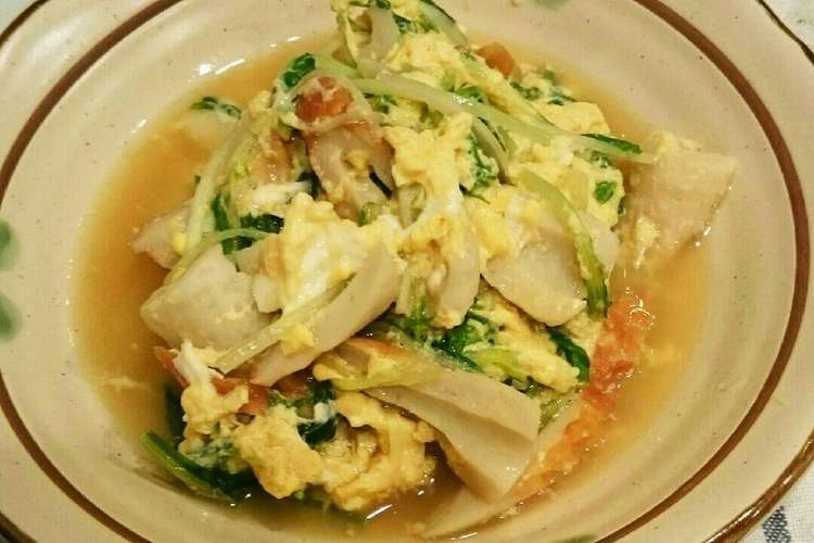 簡単副菜 ちくわと水菜の卵とじ レシピ 作り方 By Akiko6728 クックパッド 簡単おいしいみんなのレシピが352万品