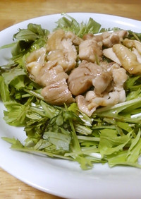 鶏肉と水菜のポン酢サラダ