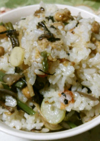 山菜とひじきツナ缶のヘルシーご飯