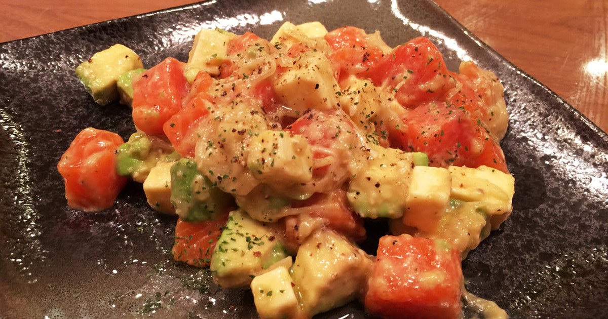 酒粕風味のサーモンとアボカドチーズ和え by たーちゃんゆーちゃん 【クックパッド】 簡単おいしいみんなのレシピが354万品