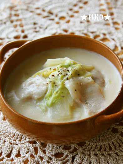 簡単♪豚肉と白菜のトロトロ♡豆乳スープの写真