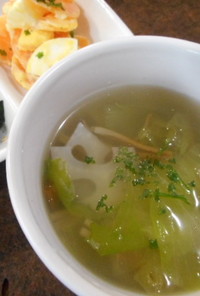 レタス☆かきの木茸☆蓮根のスープ
