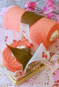 雛祭り♡米粉の桜シフォンロールケーキ