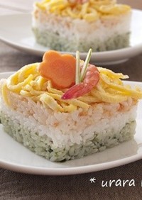 雛祭りに☆ひし餅風3色押し寿司
