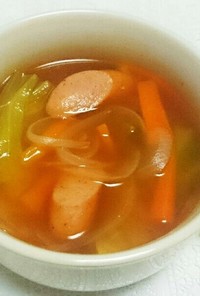 春キャベツとソーセージのトマトスープ