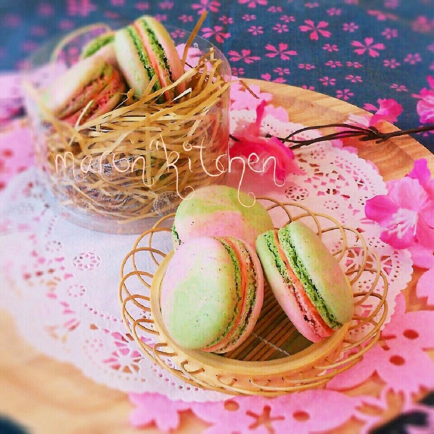 雛祭り♡とろける桜クリームの春色マカロンの画像