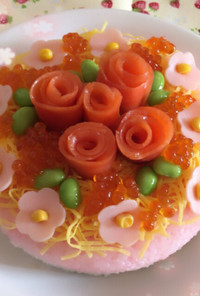 ひなまつりやお祝いに♡お花のお寿司ケーキ