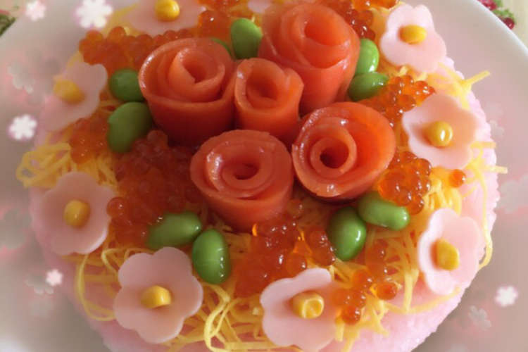 ひなまつりやお祝いに お花のお寿司ケーキ レシピ 作り方 By クックエリー クックパッド