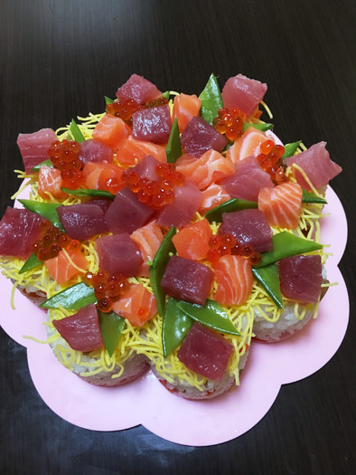 ひな祭りちらし寿司ケーキの写真