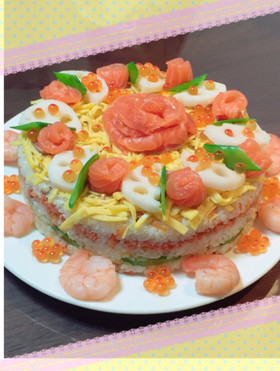 ひなまつり♡誕生日♡簡単ちらし寿司ケーキ