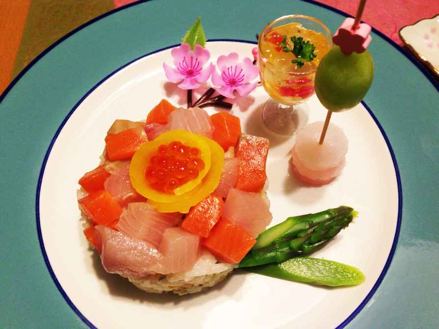 雛祭りのワンプレートちらし寿司の画像