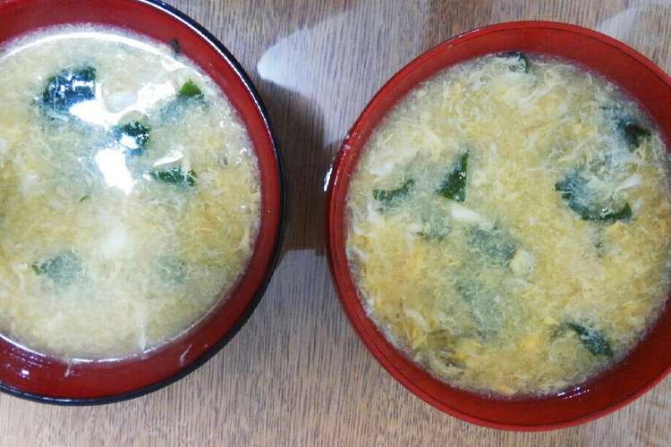 お椀２杯分包丁なし中華ワカメ卵スープ レシピ 作り方 By たまごたまこ クックパッド