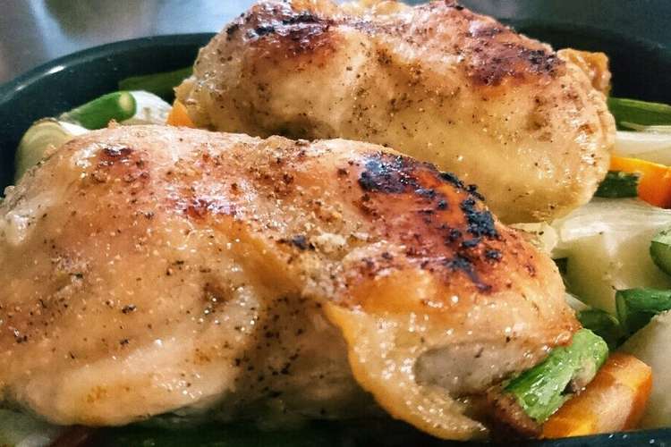 ごろごろ野菜 皮パリパリ グリルチキン レシピ 作り方 By ねむねむじーじ クックパッド 簡単おいしいみんなのレシピが352万品