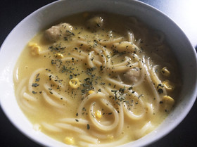 簡単☆スープパスタ☆コーンポタージュ